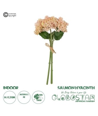 GloboStar® Artificial Garden SALMON PINK HYACINTH BOUQUET 21355 Τεχνητό Διακοσμητικό Μπουκέτο Ροζ Υάκυνθος Y30cm
